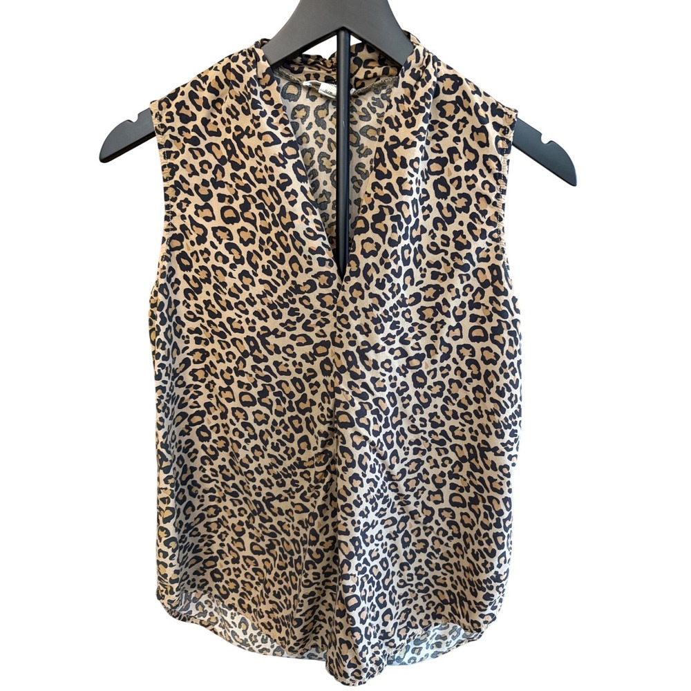 Beachlunchlounge Collection Leopard Print Sleeveless Blouse Tan Black S/P